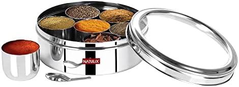 Natulix 7 ב 1 תיבת תבלינים נירוסטה | מסאלה דבה | קופסת מסאלה לפלדת מטבח | Masala Dabba Steel |
